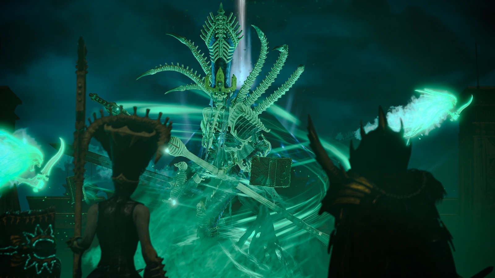 Nagash wields green necromantic magic before an undead crowd in official pre-release footage.