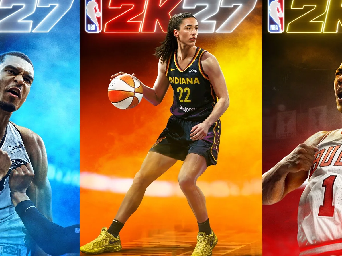 NBA 2K27 cover athletes Victor Wembanyama, Caitlin Clark and Derrick Rose.