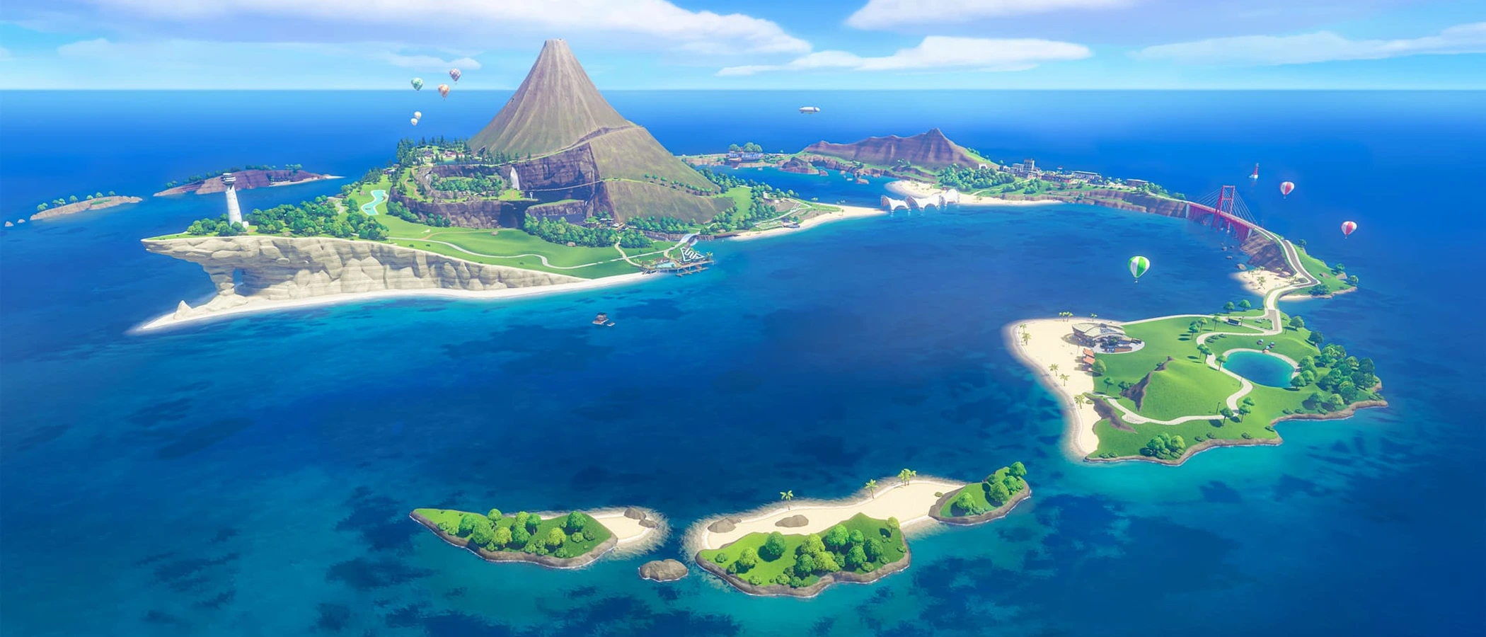 Wuhu Island and its volcano surrounded by the sea in Nintendo Switch Sports Resort