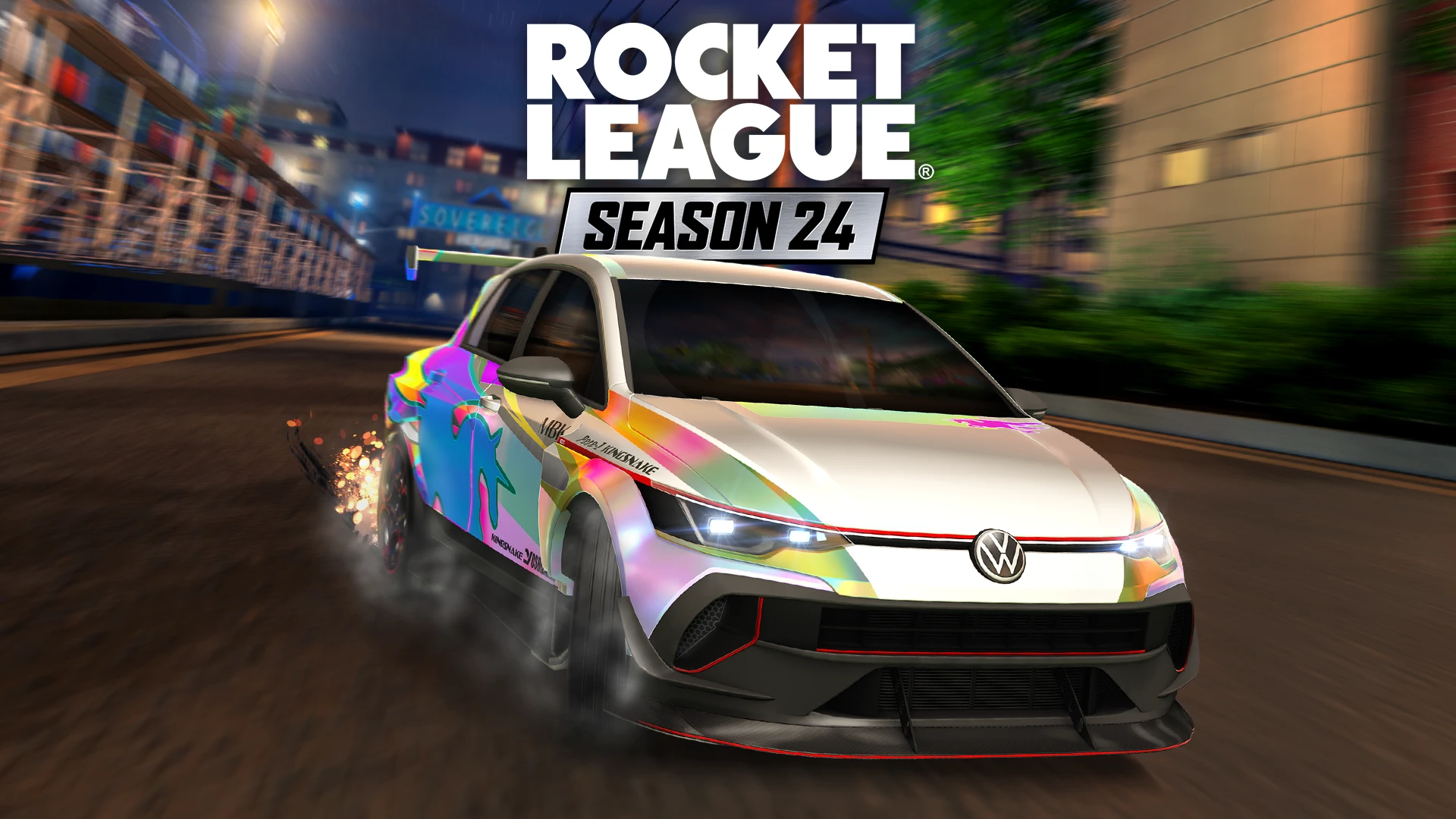 Volkswagen Golf in official Rocket League Season 24 promotional artwork