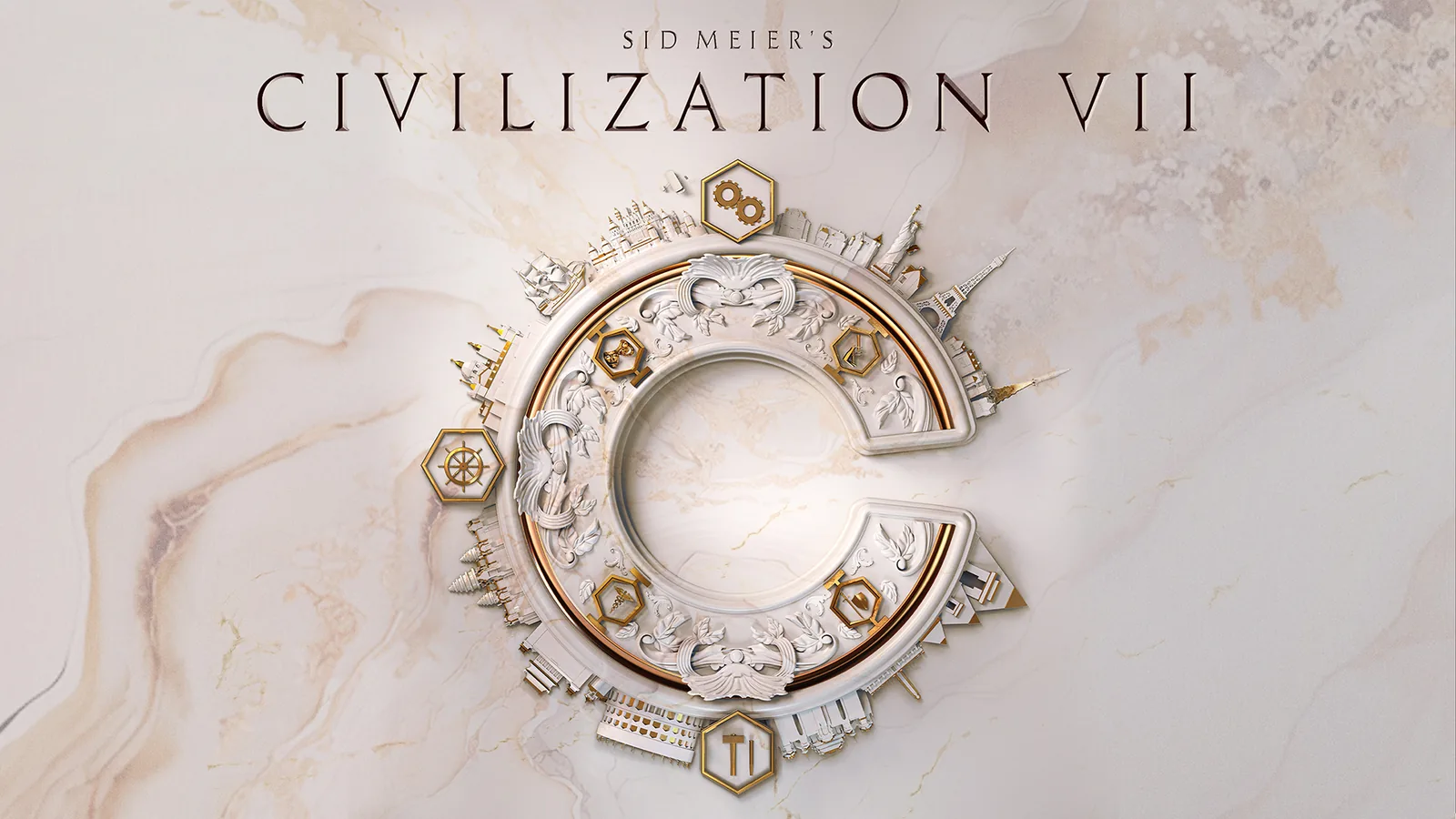 Civilization VII artwork showing historical leaders against a star-filled sky.
