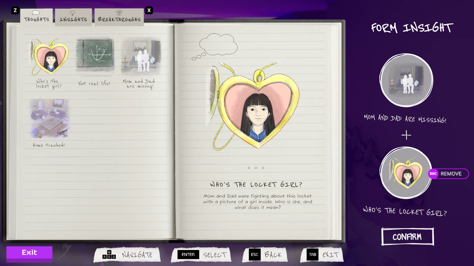 Hope's notebook shows sketches beside a purple Form Insight panel.