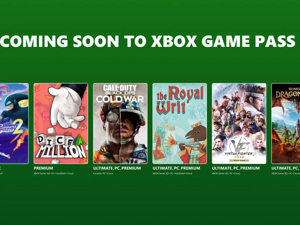 Xbox Game Pass artwork promoting September additions, including Call of Duty: Black Ops Cold War.