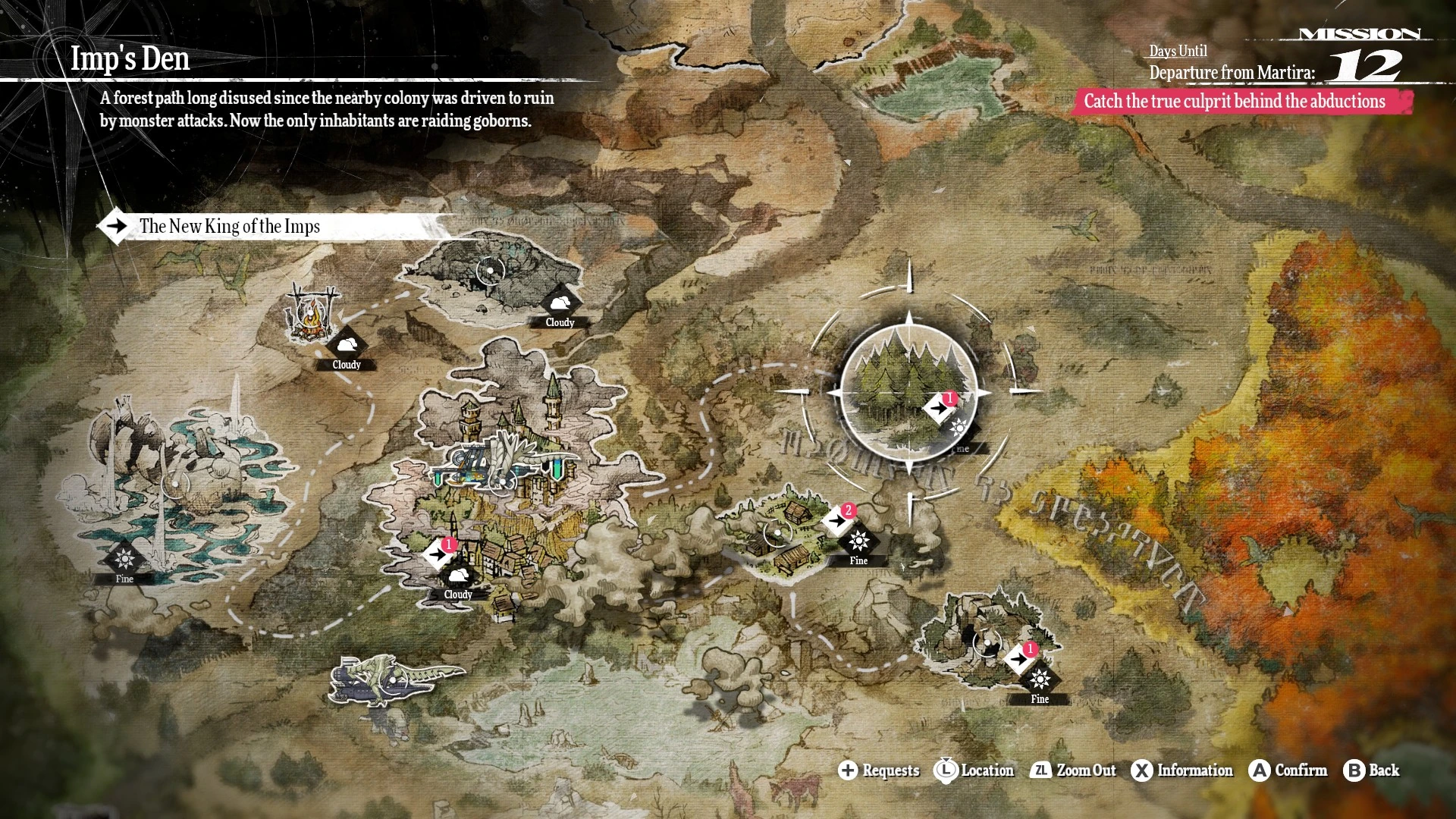 A parchment-style map marks the party route across Euchronia.