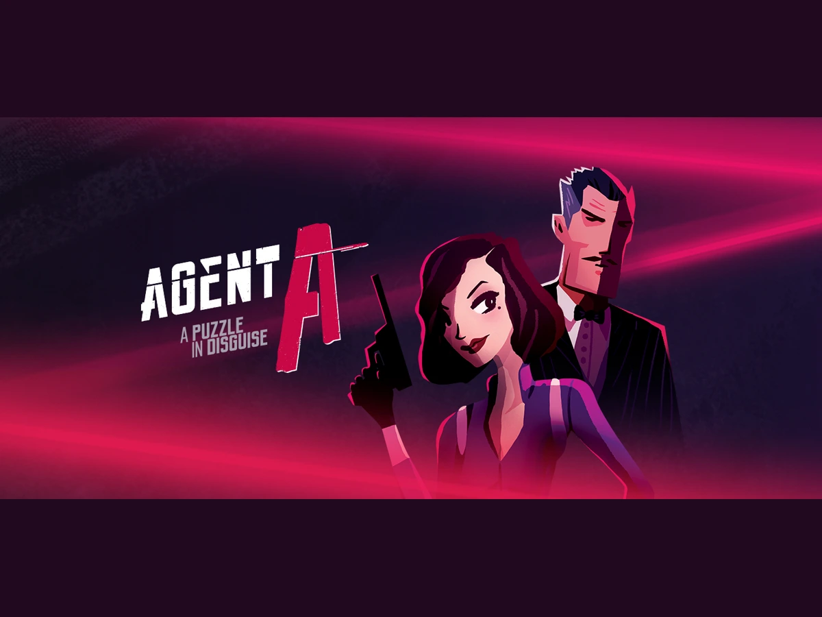 Agent A artwork showing Ruby La Rouge and a secret agent against red laser beams