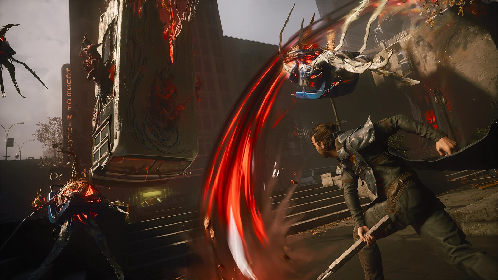 Dylan Faden swings the Aberrant at a hostile creature