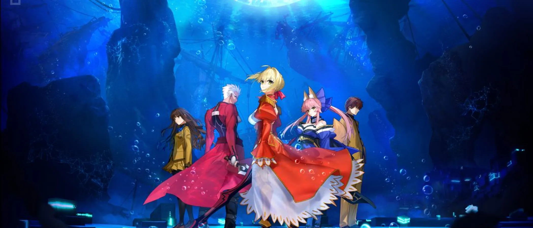 Fate/Extra Record artwork showing its central characters against a red and black background.