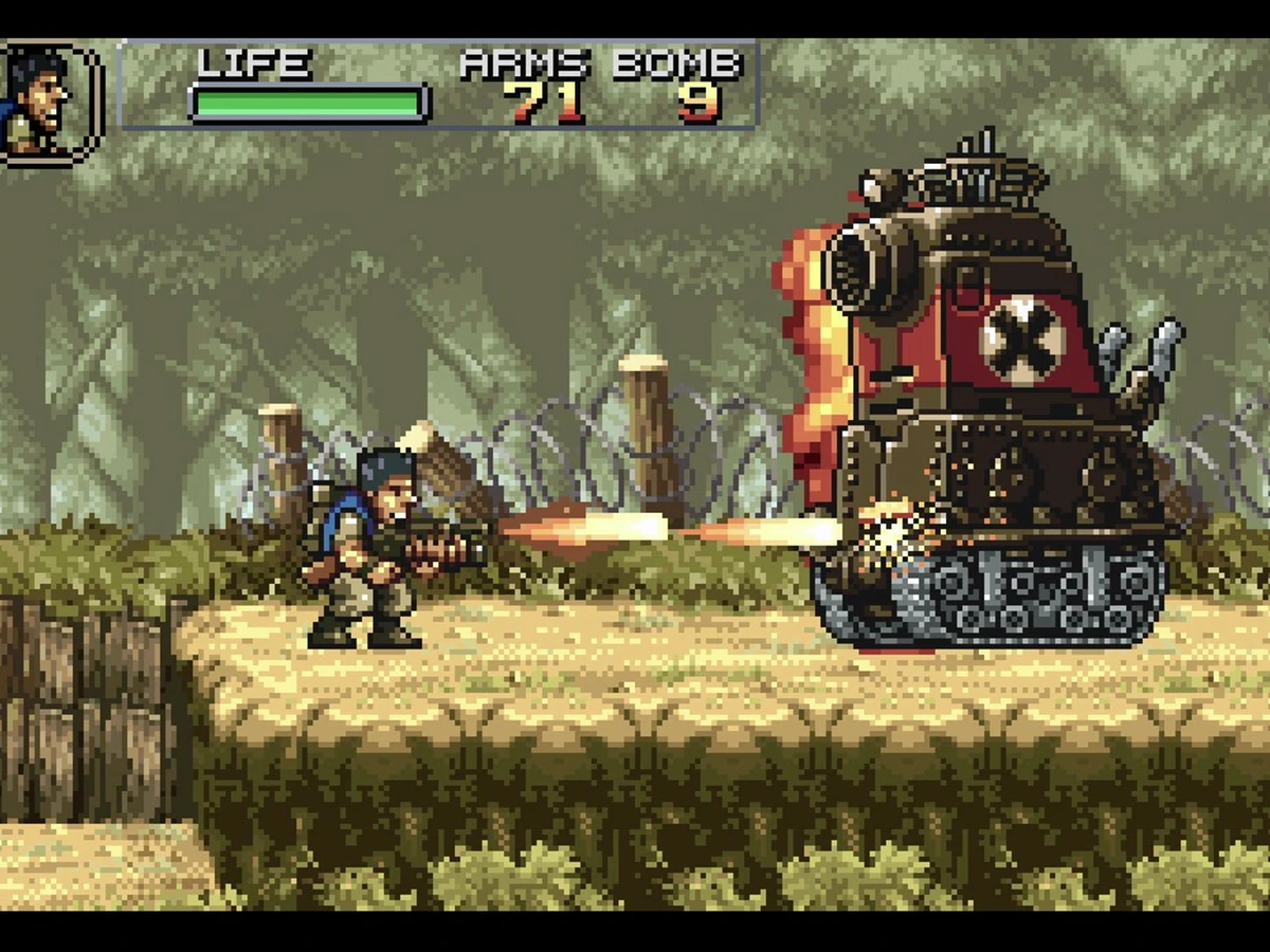 Metal Slug Advance combat on a jungle platform in Nintendo Classics
