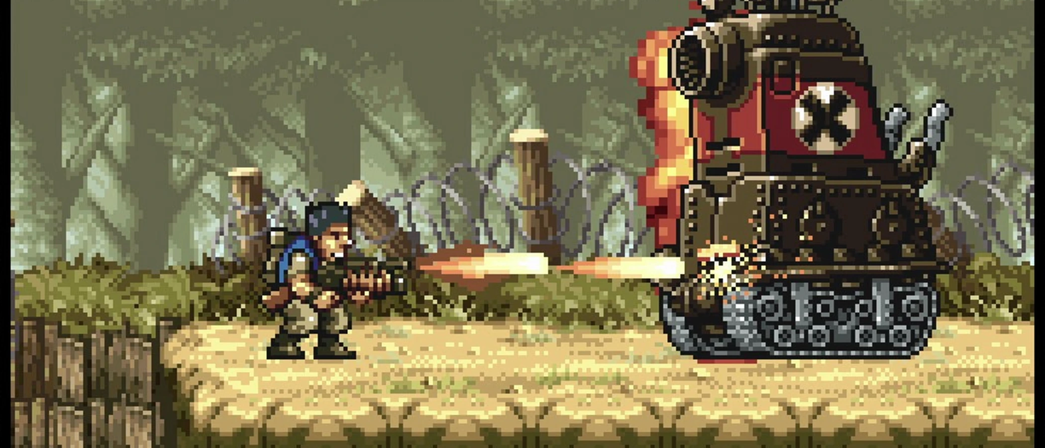 Metal Slug Advance combat on a jungle platform in Nintendo Classics