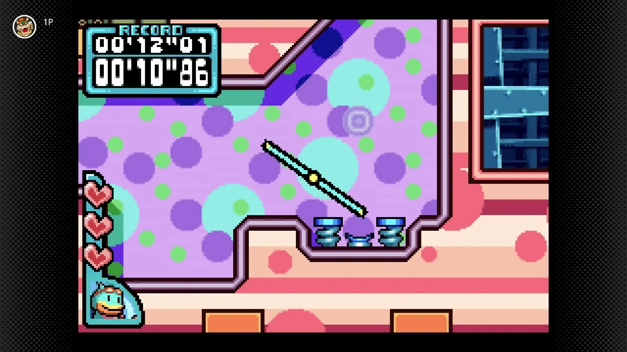 Kururin Paradise rotating craft crossing a colourful obstacle course