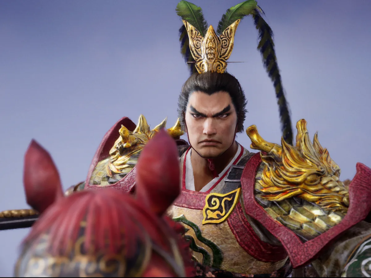 Lu Bu sits on Red Hare in an official Dynasty Warriors 3 Complete Edition Remastered image.