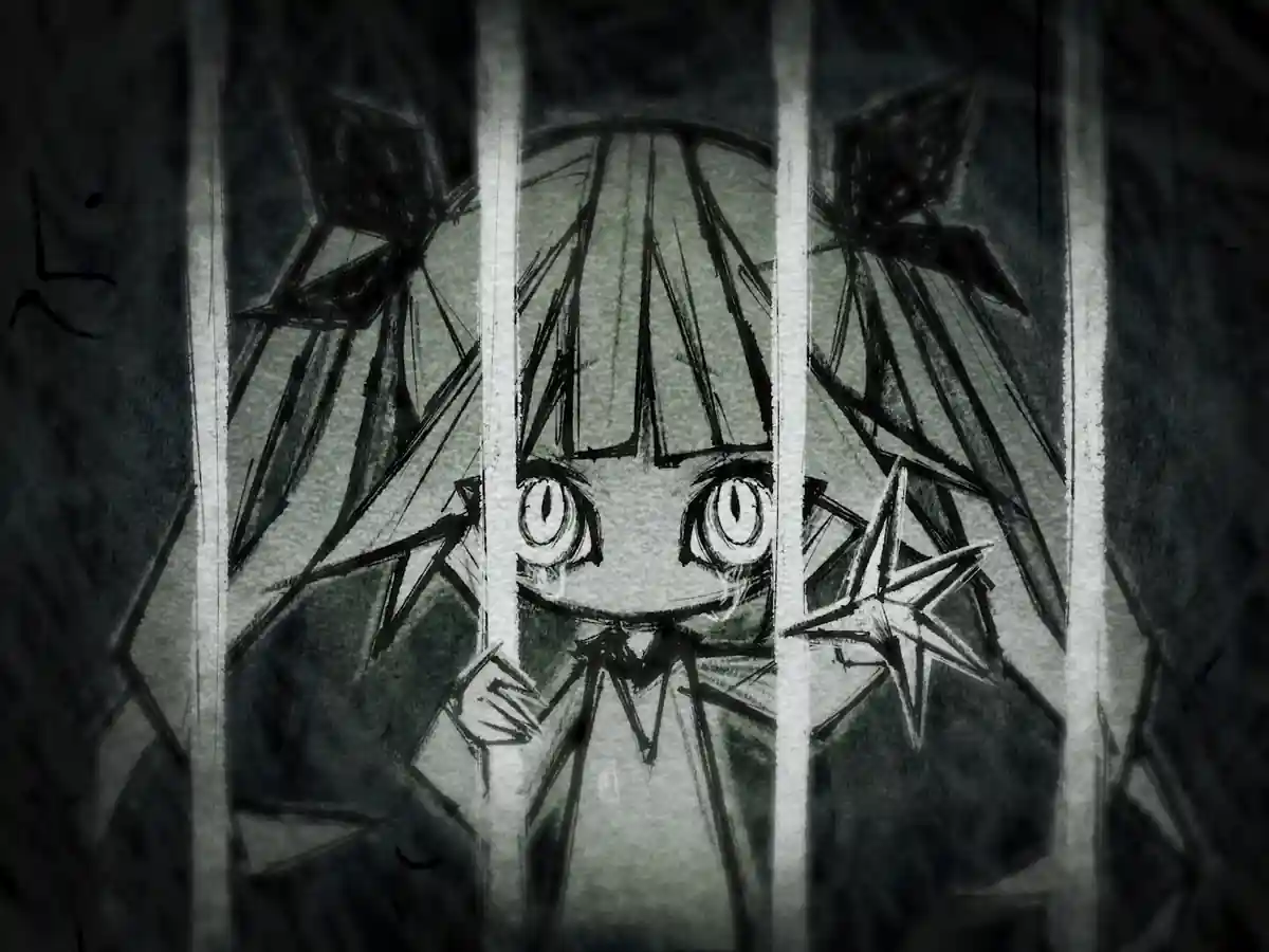 A monochrome doorway in CRYMELIGHT.