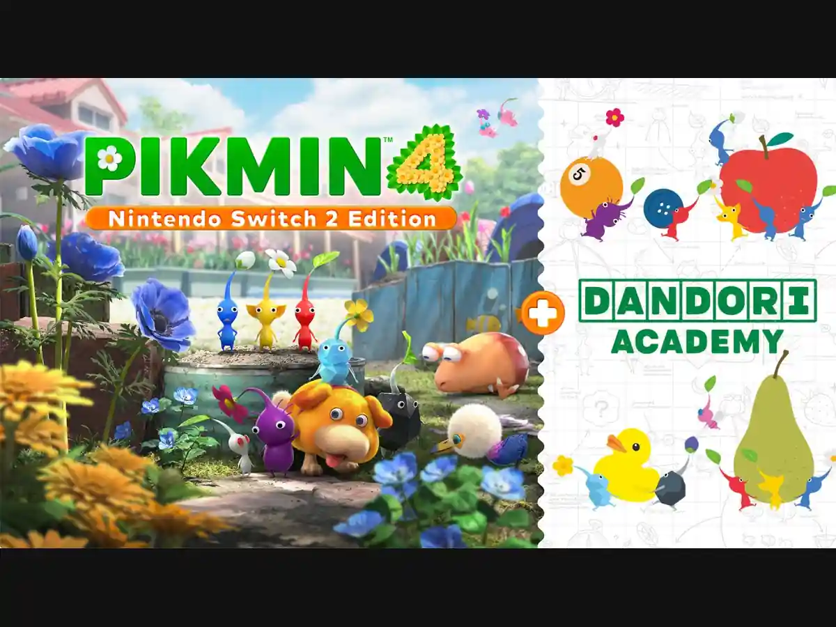 Pikmin, Oatchi and the Dandori Academy title in official Nintendo artwork.