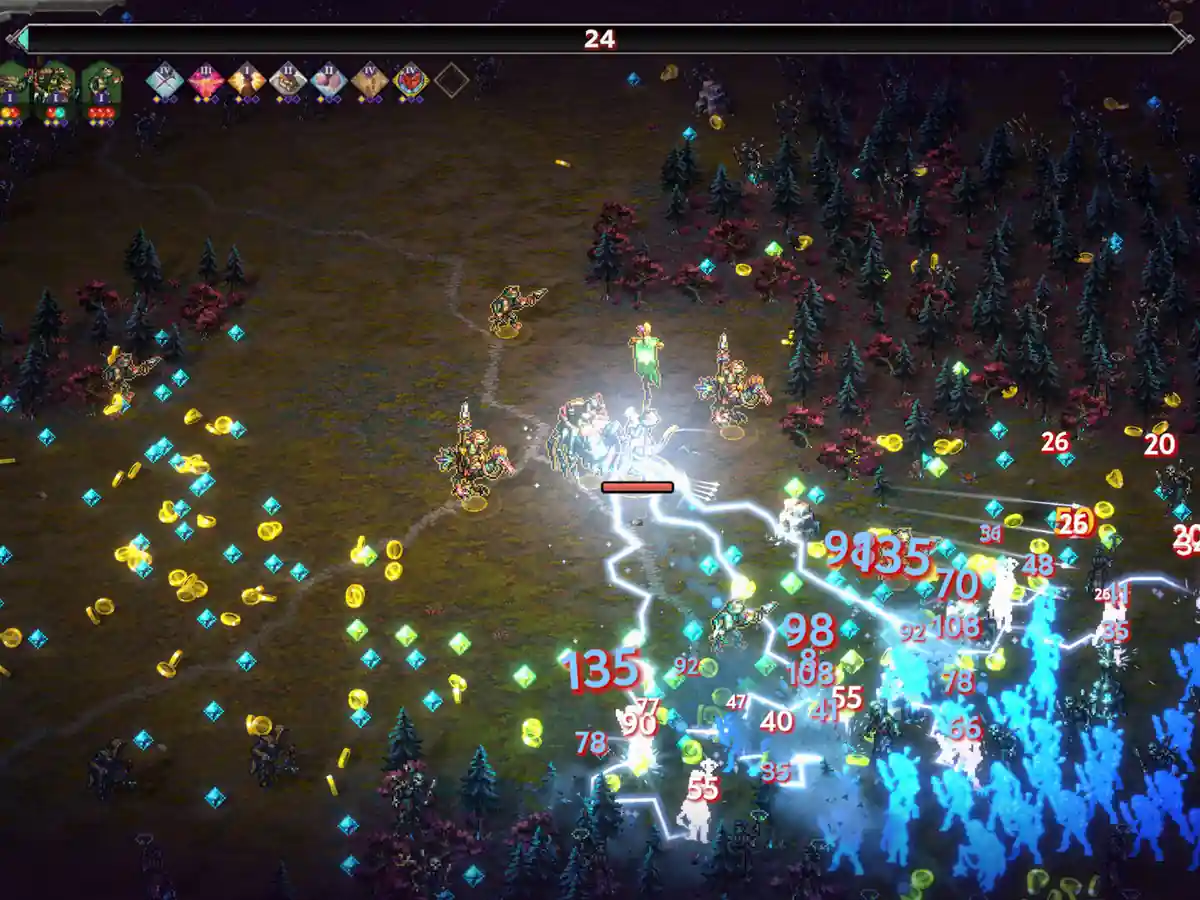 A lightning attack amid crowds of enemies in Wielders of the Essence.