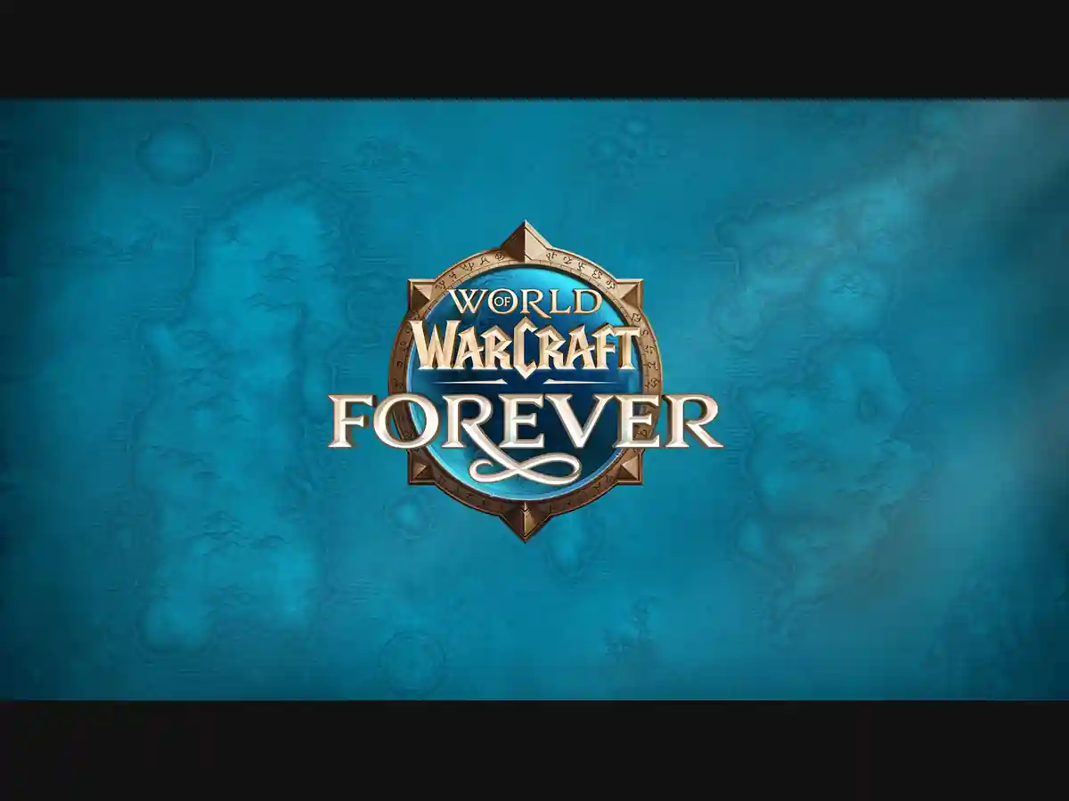 The World of Warcraft: Forever logo against a blue background.