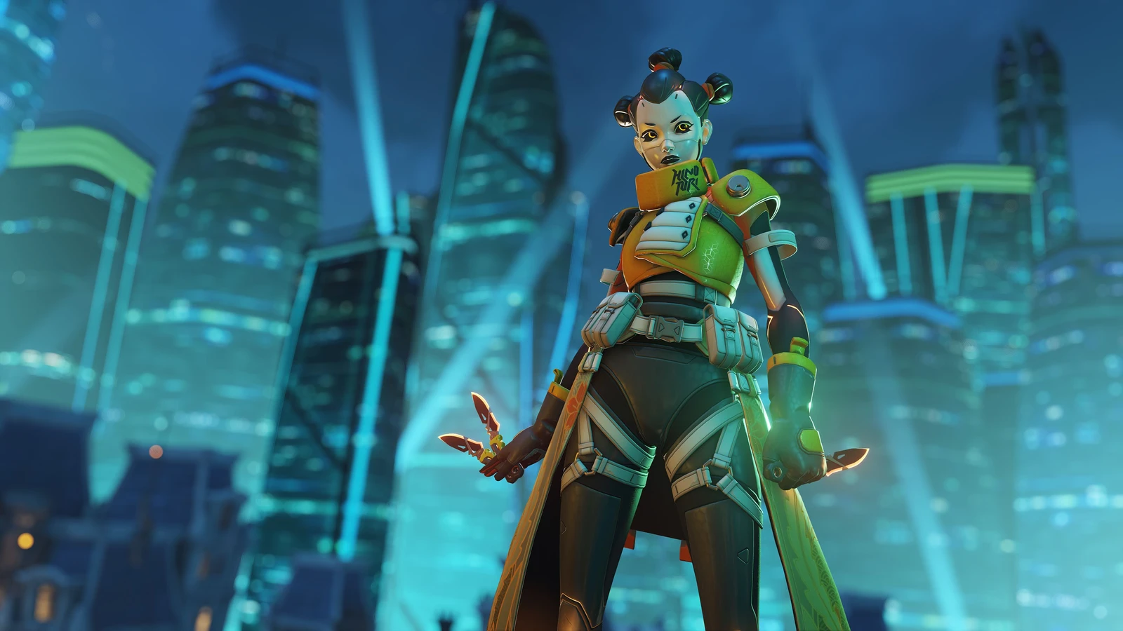 Kiriko wearing green armour in an official historical Overwatch press image