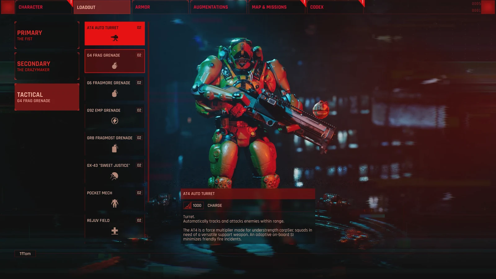 The Ascent loadout screen shows an armoured worker holding a large firearm