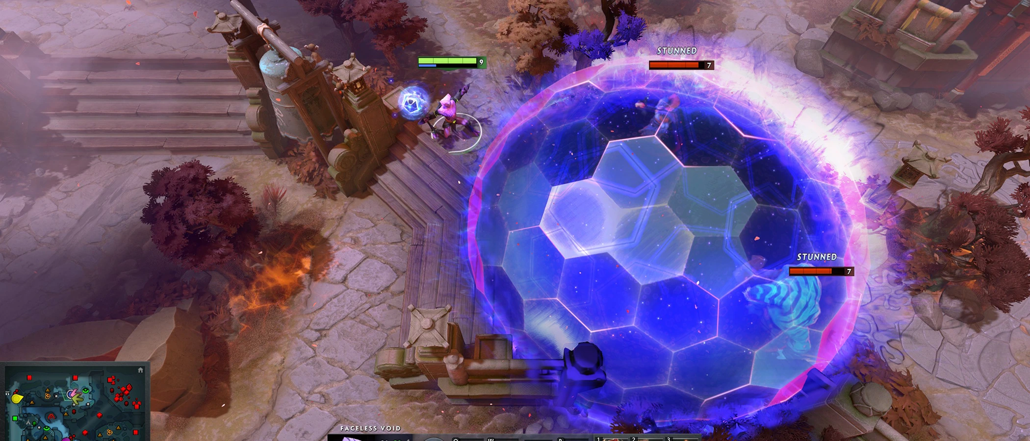 Faceless Void trapping enemy heroes inside Chronosphere in an official Dota 2 screenshot