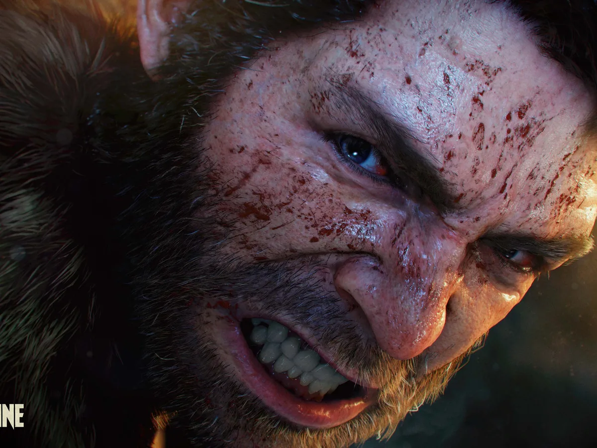 Logan looks towards the camera during a scene in Marvel's Wolverine.