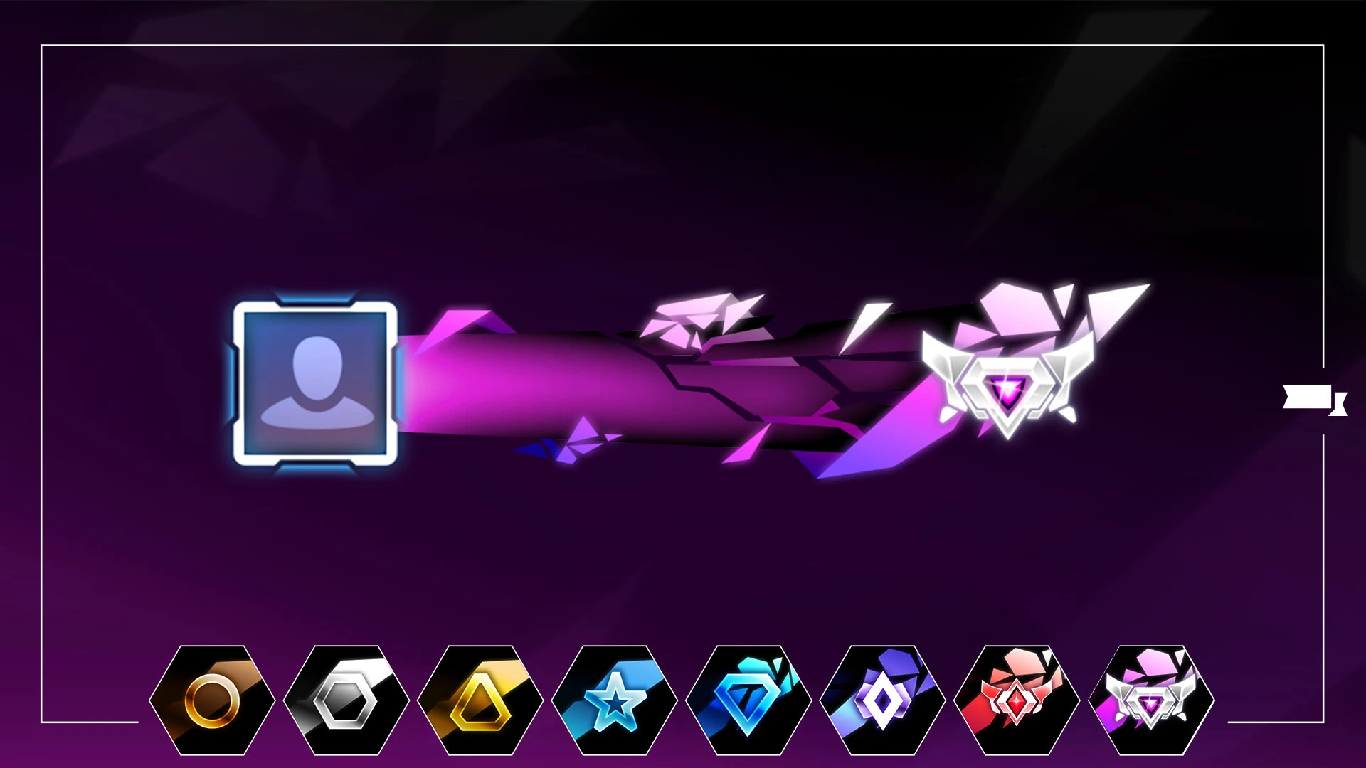 Official Season 21 reward artwork shows a purple player banner and eight rank badges from Bronze to Supersonic Legend.