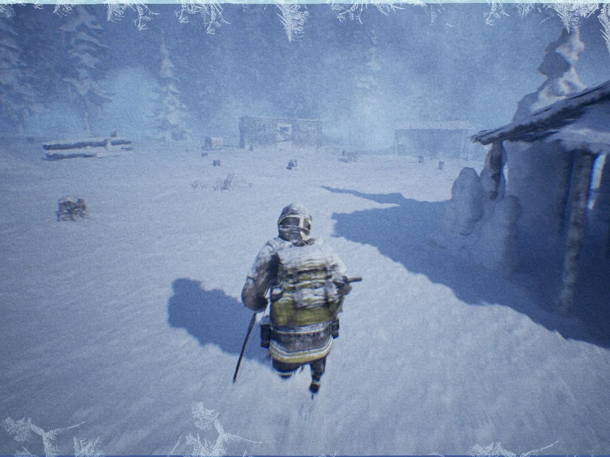 A heavily dressed survivor walks through a whiteout in Permafrost