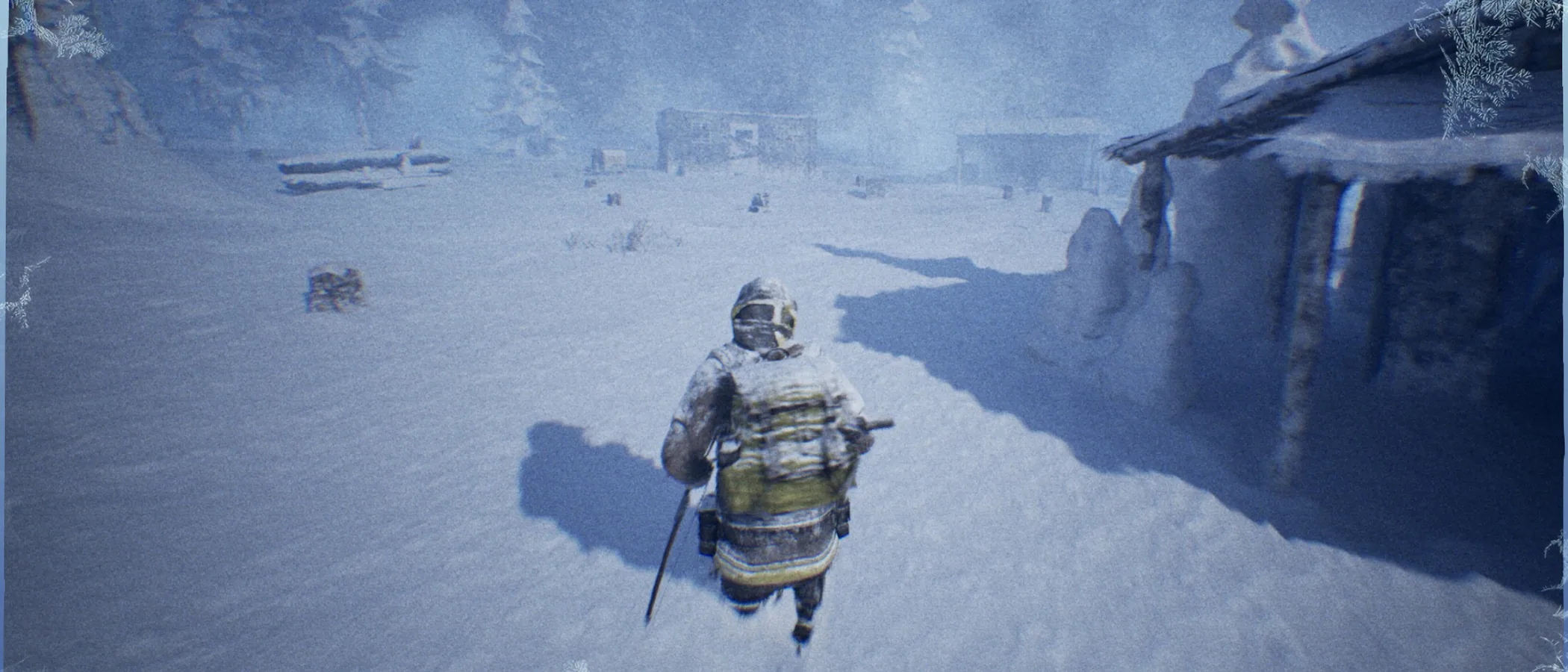 A heavily dressed survivor walks through a whiteout in Permafrost