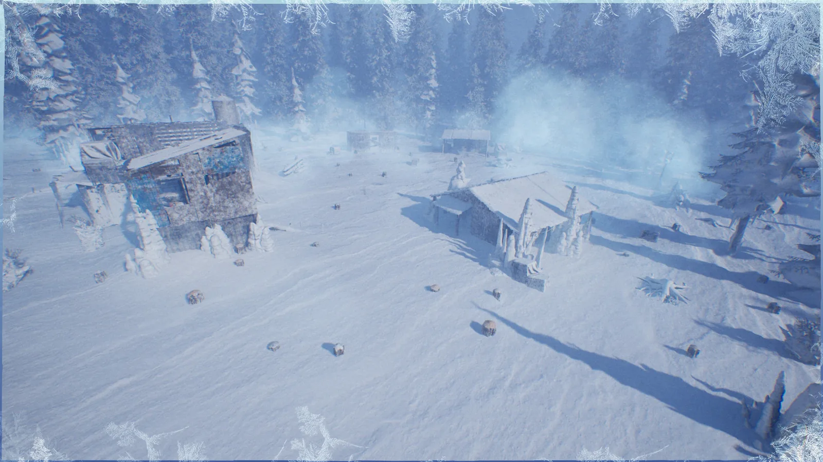 An abandoned settlement almost disappears inside a Permafrost Cold Zone