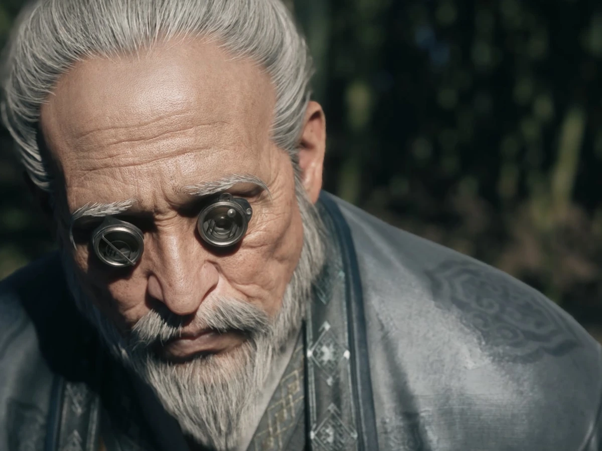 An elderly Phantom Blade Zero character wears mechanical circular spectacles.