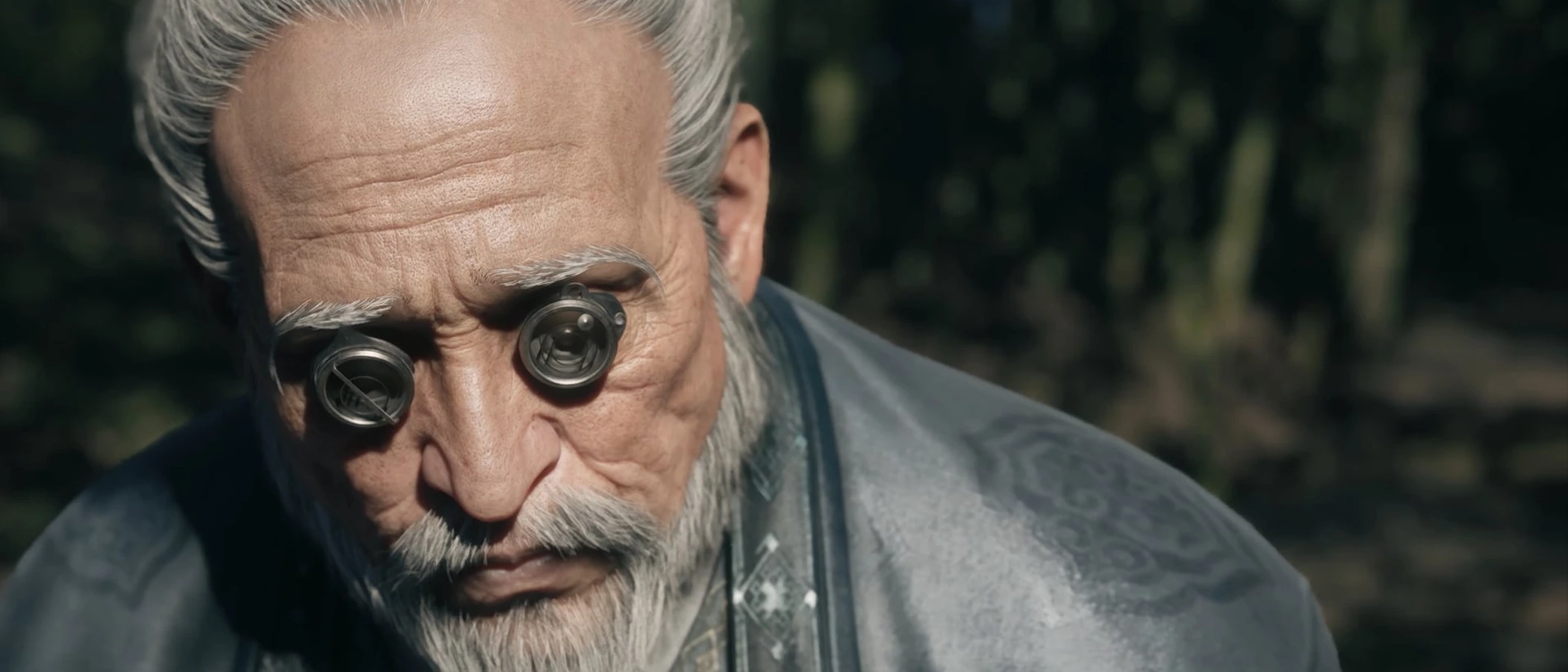 An elderly Phantom Blade Zero character wears mechanical circular spectacles.