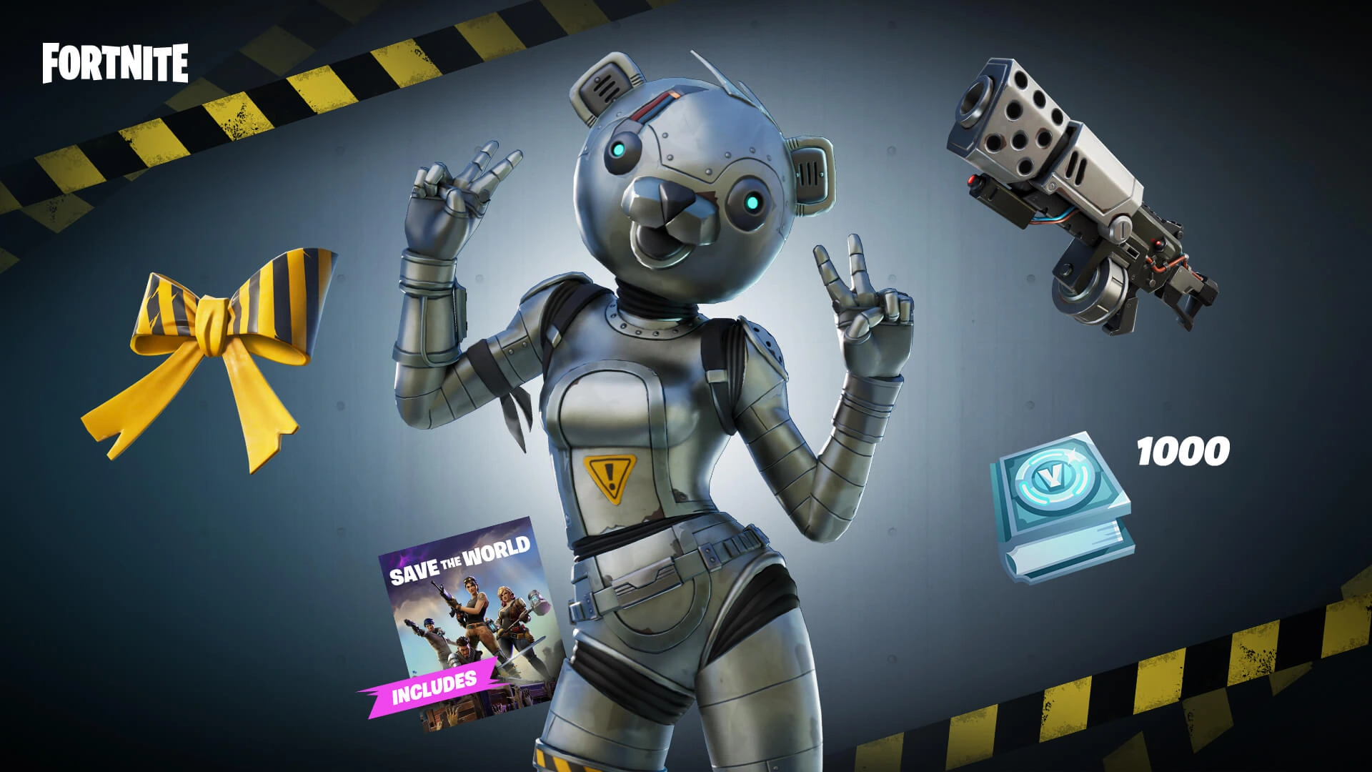 Historical Metal Team Leader Pack artwork showing the outfit, weapon and a 1,000 V-Bucks quest allowance