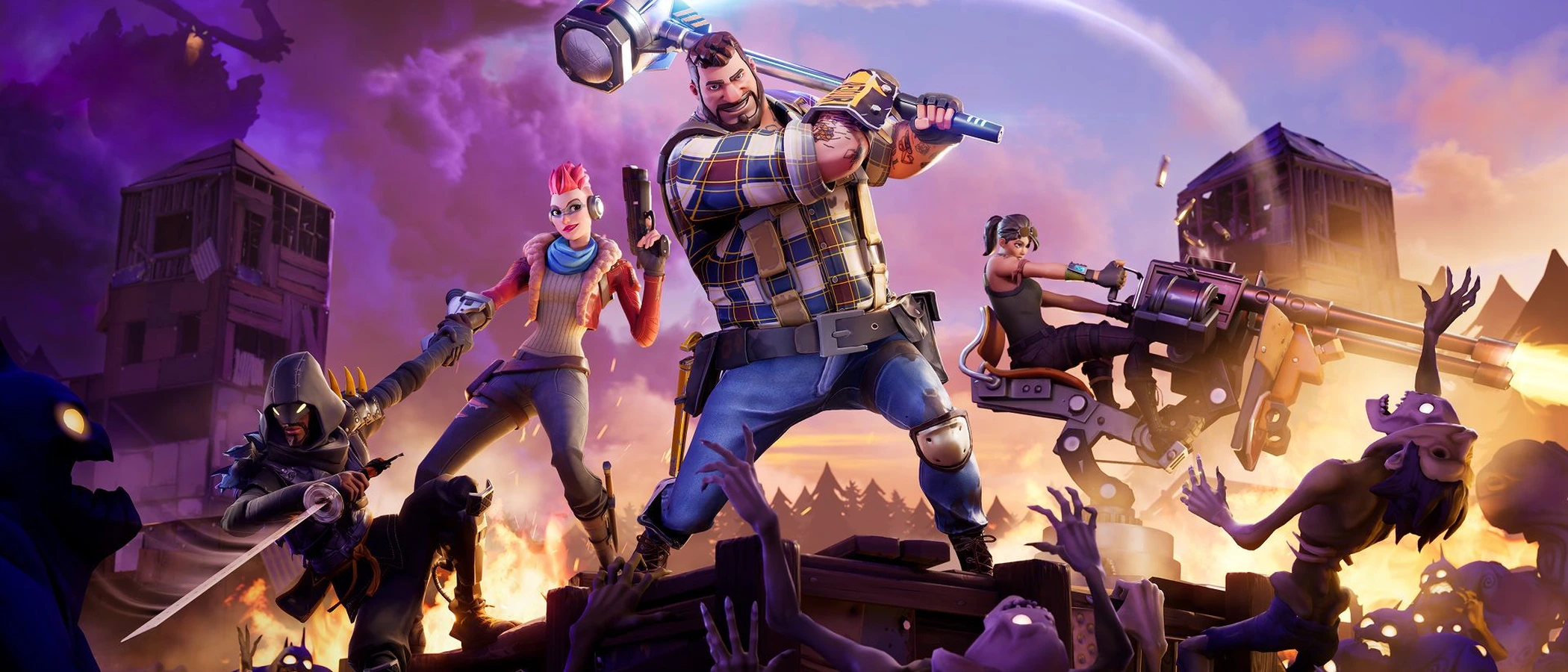 Save the World heroes defend a fort against a surrounding horde of Husks