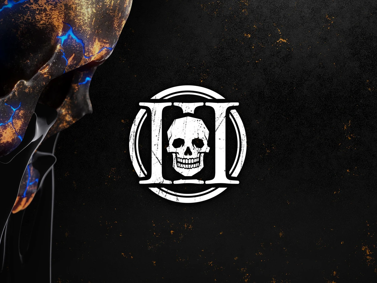 White Prestige crest against dark artwork with an orange-edged arm in an official Dead by Daylight illustration.