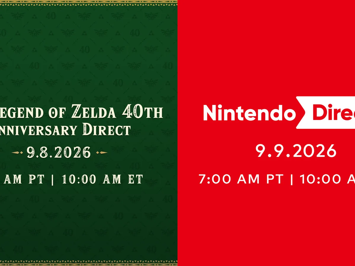 Nintendo promotional artwork for the September 2026 Zelda and Nintendo Direct broadcasts